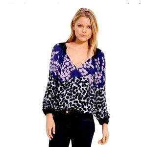 Diane Von Furstenberg Mikino Polkadot Pleated Blouse.  Excellent Used Condition!